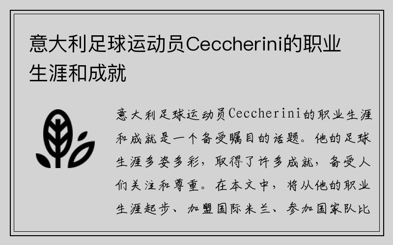 意大利足球运动员Ceccherini的职业生涯和成就